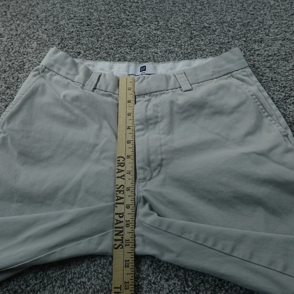 Gap‎ Pants Mens 31X32 Beige White Chino Trouser Flat Front Straight Leg Casual